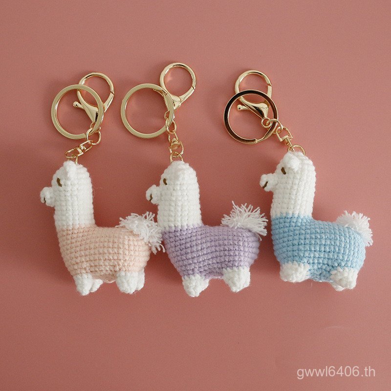 Camel แขวนพวงกุญแจสําเร็จรูปจี้น่ารักประณีตขนสัตว์ถักหวานตะขอ Hand-Made HAND-Knitted การ์ตูนแกะ D2EJ
