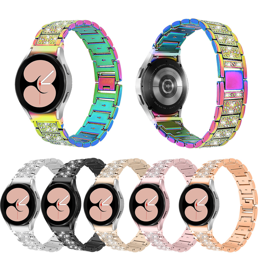 เหมาะสําหรับ Samsung Watch6 Gapless Diamond Strap Galaxy Watch7 Zinc Alloy Full Diamond Strap