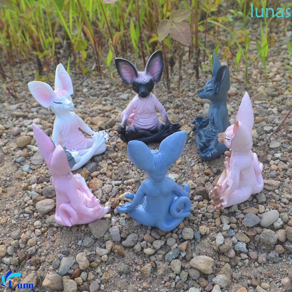 LUNASOL จําลอง Hairless Cat Figurine, Sphinx Cat สัตว์รูป, จําลอง Hairless Cat Mini การทําสมาธิโยคะ 