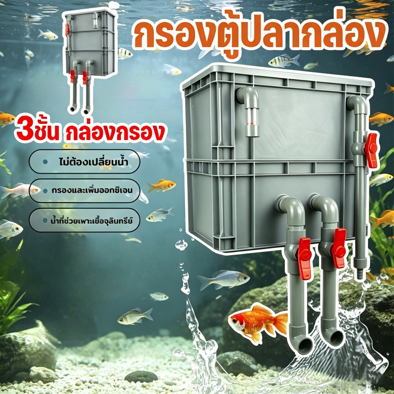 กล่องกรองตู้ปลา กรองตู้ปลา ออกซิเจนปลา ไม่ต้องเปลี่ยนน้ำ ทำให้น้ำสะอาด ปกป้องสุขภาพของปลา