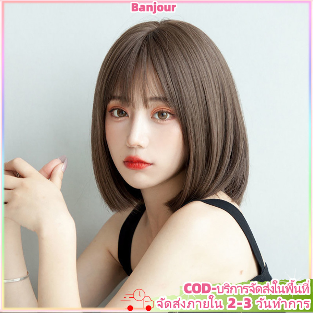 แฟชั่น Nutural สั้น Bobo วิกผมสังเคราะห์สําหรับผู้หญิงเต็มหัวคอสเพลย์ Props