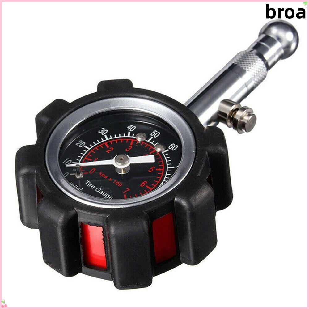 BROA เกจวัดลมยางรถยนต์แบบ Heavy Duty ฟังก์ชันรีเซ็ต 100 PSI อุปกรณ์ตรวจสอบความดันลมยางแม่นยํา สําหรับรถยนต์ รถบรรทุก มอเตอร์ไซค์ จักรยาน