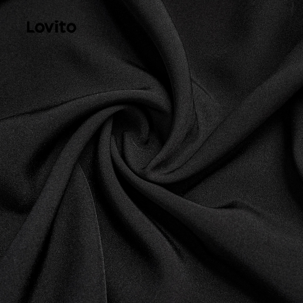 Lovito فستان أسود كلاسيكي أنيق بجيوب — صورة 6