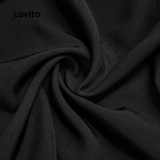 Lovito สง่างาม ชุดเดรสดำ ช่องใส่ของ คลาสสิก และอเนกประสงค์ สำหรับหญิงสาวในฤดูใบไม้ผลิ/ฤดูร้อน L138ED216