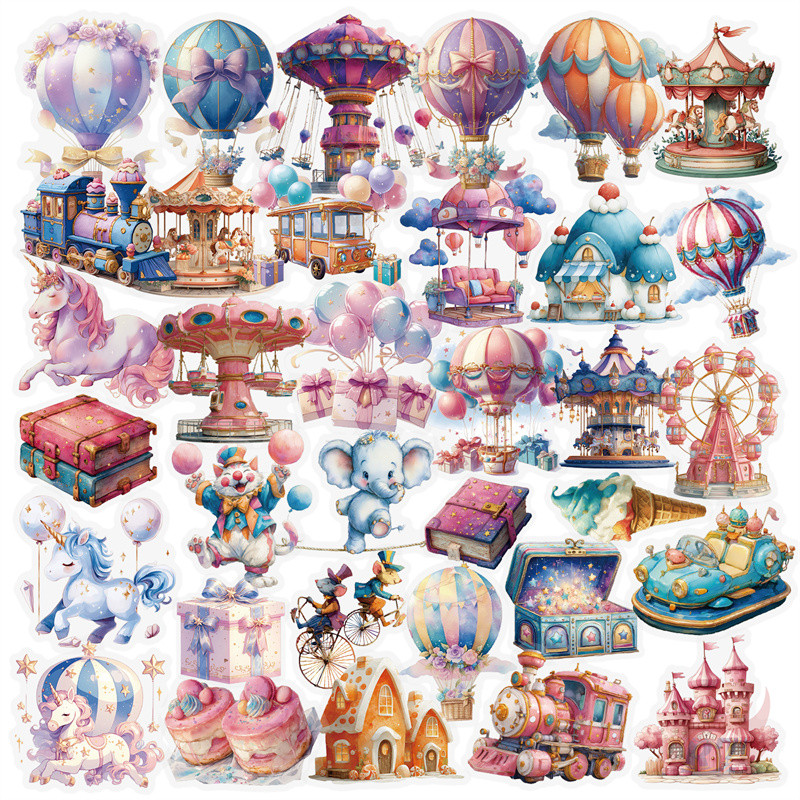 ❉ Dreamland Amusement Park Series 02 PET สติ๊กเกอร์ใส ❉ 54 ชิ้น/เซ็ตกันน้ําแฟชั่น DIY Doodle Decals สติ๊กเกอร์