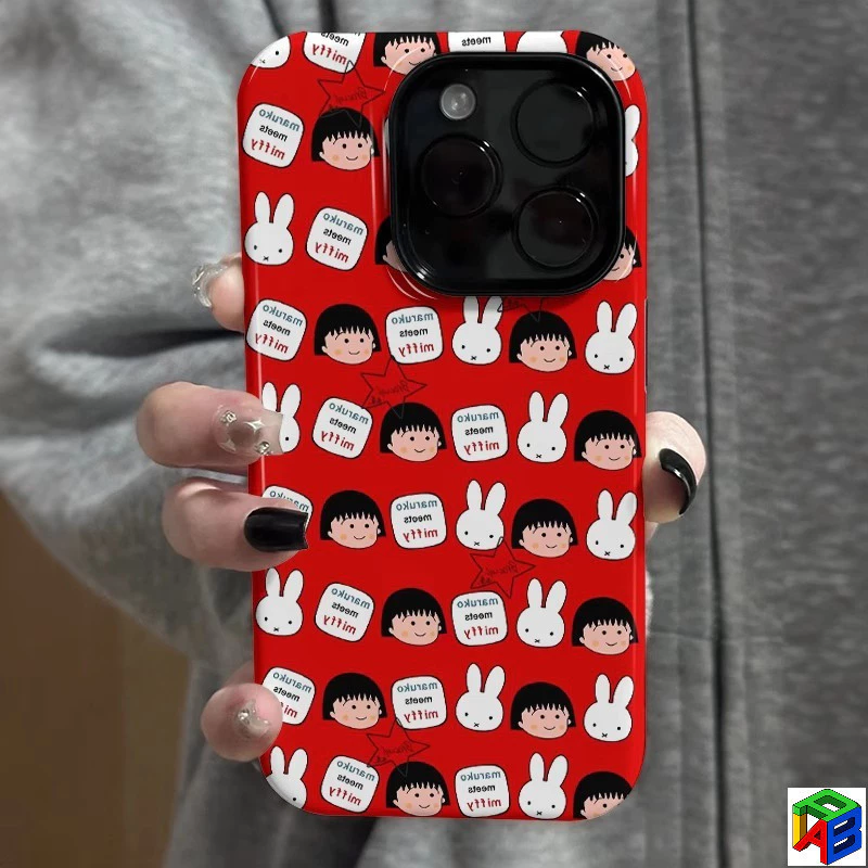 Cherry Maruko สําหรับ Samsung A16/A17/A06/A07/A25/A26/A36/A37/A54/A55/A56/A57 2-in-1 การ์ตูน Niche Hard Case