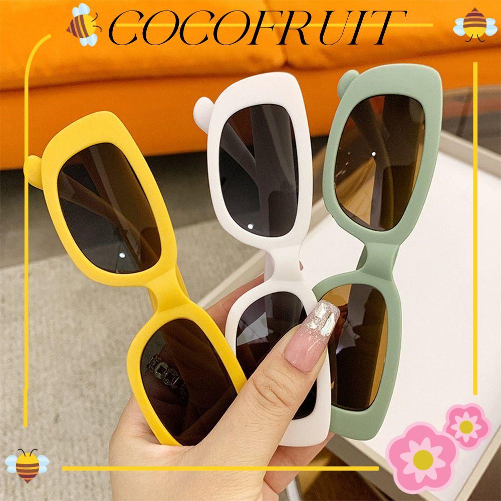 COCOFRUIT Kids Oval Frame Sun Glasses, Outdoor Sun Protection Childrens Square Glasses, Vintage Summ