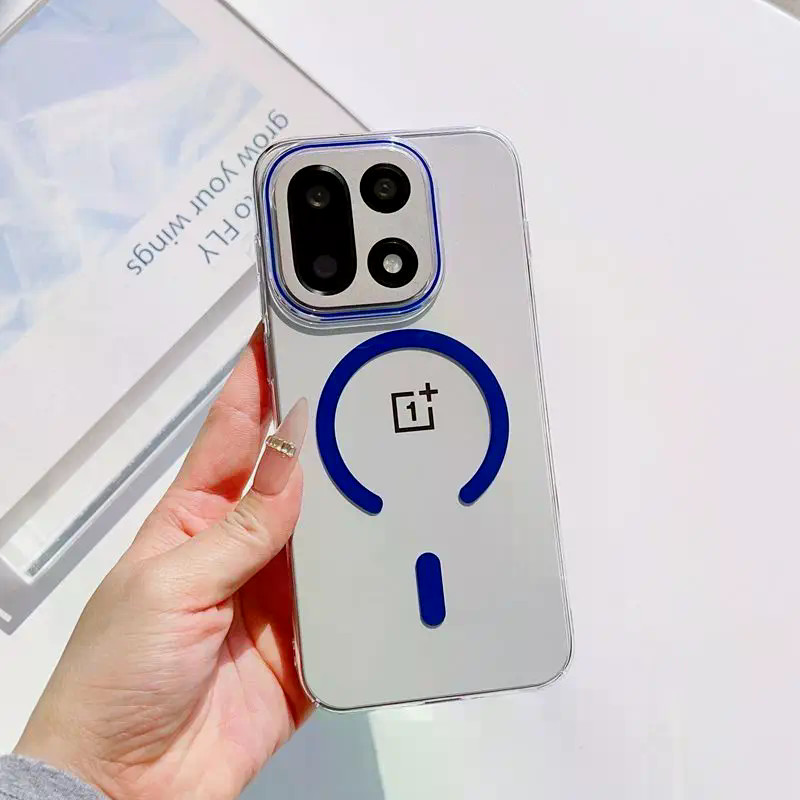สําหรับ OnePlus 15 กรณีแฟชั่นหลายสีเลนส์กรอบ C ประเภทแม่เหล็กโปร่งใสอะคริลิคสําหรับ One Plus 15 กันกระแทก Funda