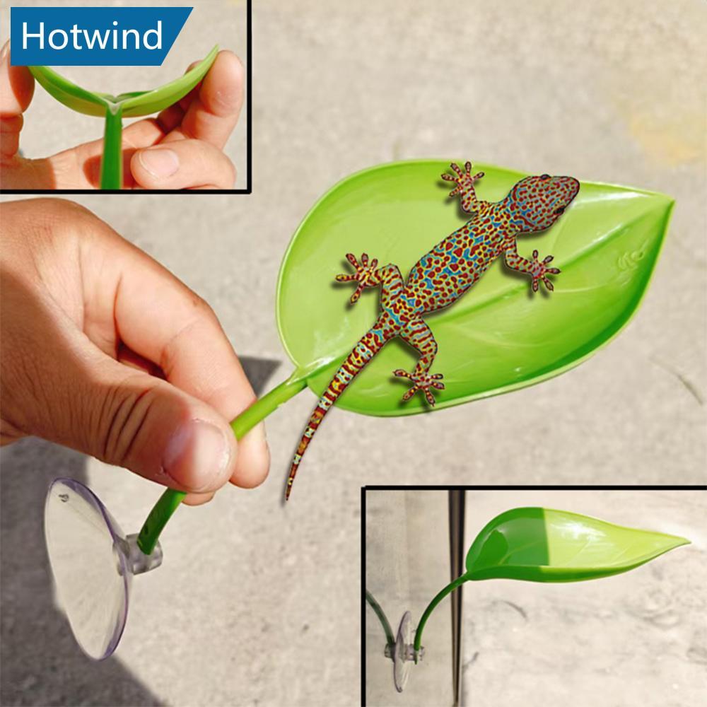 HW สัตว์เลื้อยคลานจําลอง Leaf Basking Area ถ้วยดูดกบ Gecko Habitat Tank Resting อุปกรณ์เสริม E2K1