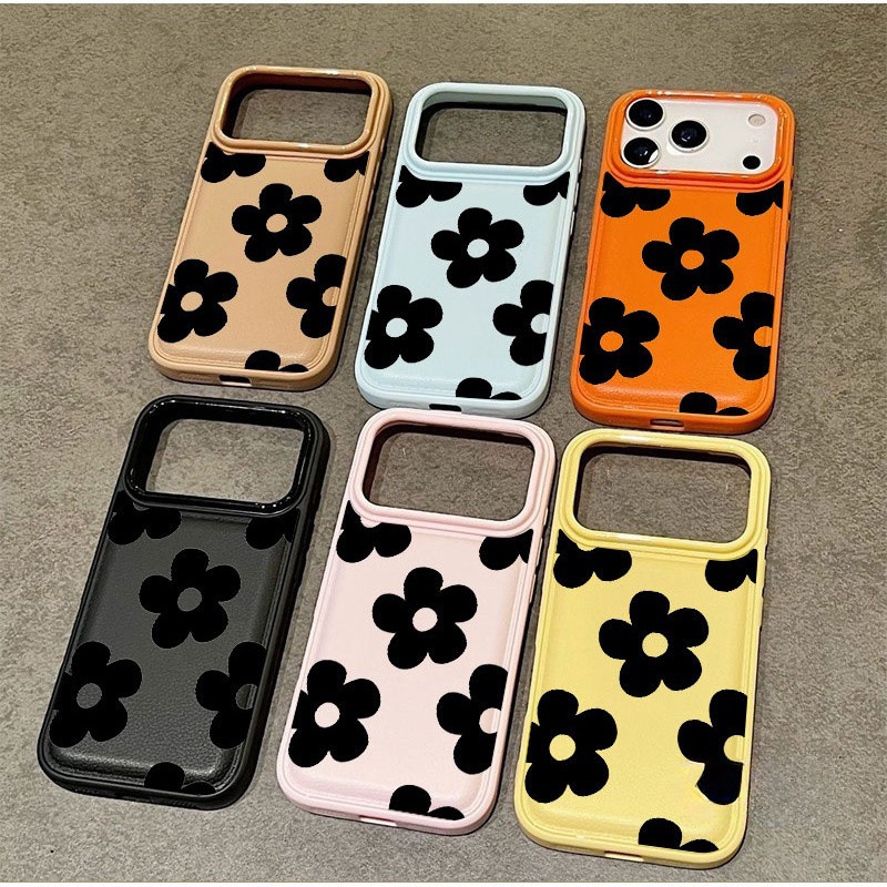 ดอกไม้สีดำ รุ่นใหม่ สําหรับ iPhone 17 16 15 14 13PRO 12 12pro 11 11pro 14/15plus 17ProMax 17Pro เคสโทรศัพท์กันกระแทก