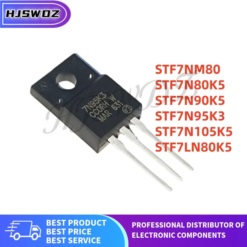10 ชิ้น STF7NM80 STF7N80K5 STF7N90K5 STF7N95K3 STF7N105K5 STF7LN80K5 7N80K5 7N80K5 7N80K5 7N5 7K5 7K