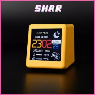 SHAR สมาร์ท 4.5x4x3 ซม.นาฬิกา,แบบเต็มหน้าจอ Gif Animation Lectronic อัลบั้มสถานีพยากรณ์อากาศ, Creative Multifunctional พลาสติก WiFi Mini นาฬิกาตั้งโต๊ะบ้าน