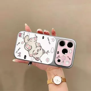 เคสโทรศัพท์ลายแมวนี้ใช้ได้กับ iPhone 13/11/12/17/14/15 Pro/16 Max/15 Plus ผลิตจากหนังแท้คุณภาพสูง กันกระแทกและทนทาน