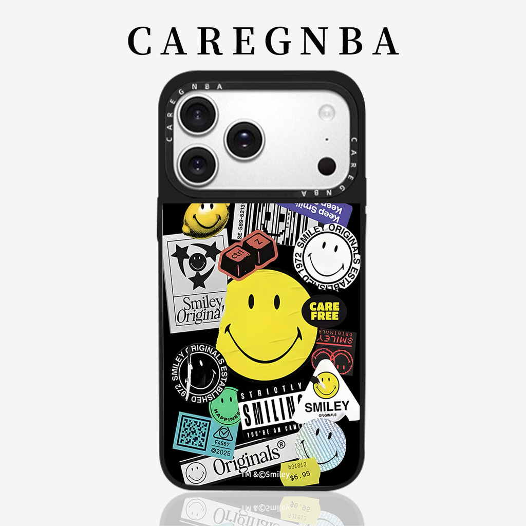 iqoo 13 case iqoo z9 5g เคส สีเหลืองยิ้มโลโก้ซีรีส์เหมาะสําหรับ Apple 17ProMax เคสโทรศัพท์สไตล์ใหม่ 