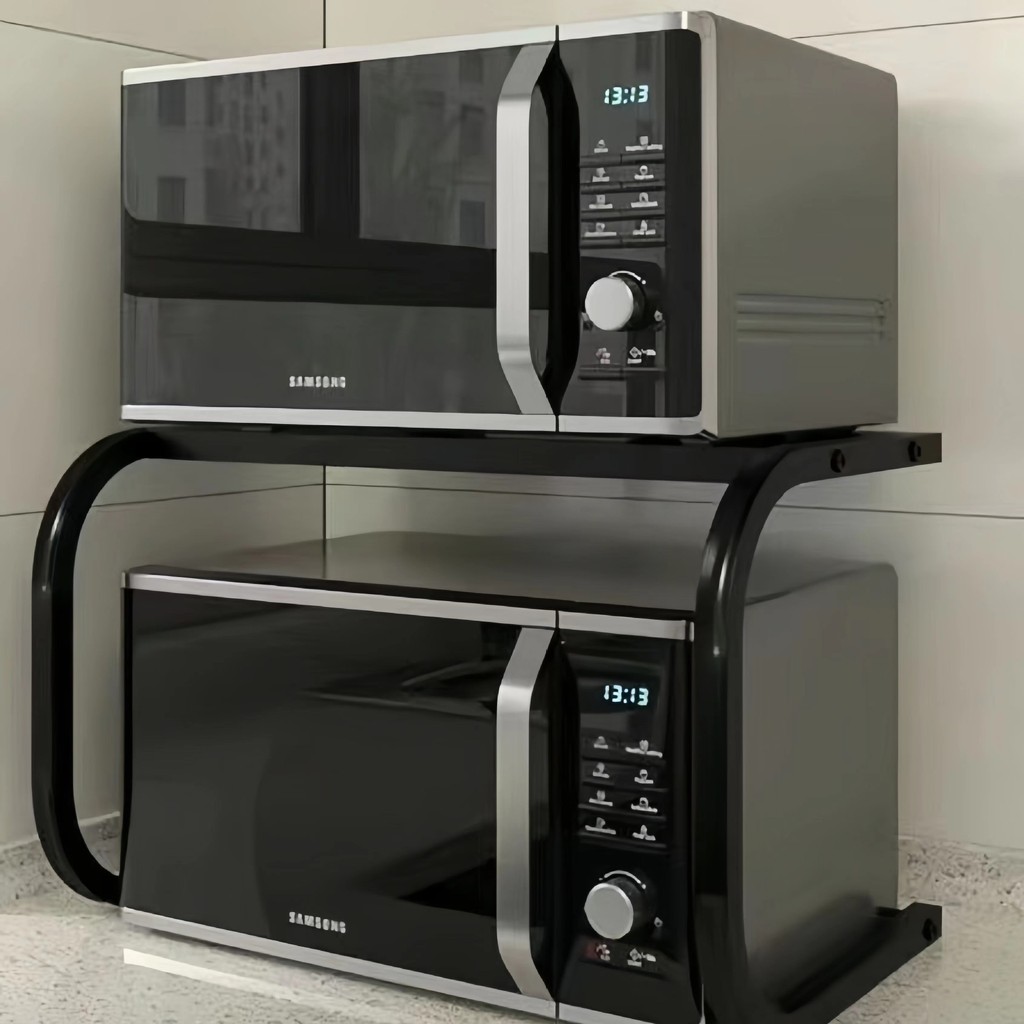 ชั้นวางของในครัว Double-Layer Basic สไตล์ L-Shaped เตาอบชั้นวางเครื่องปรุงรส Jar Storage Bold ขนาดให