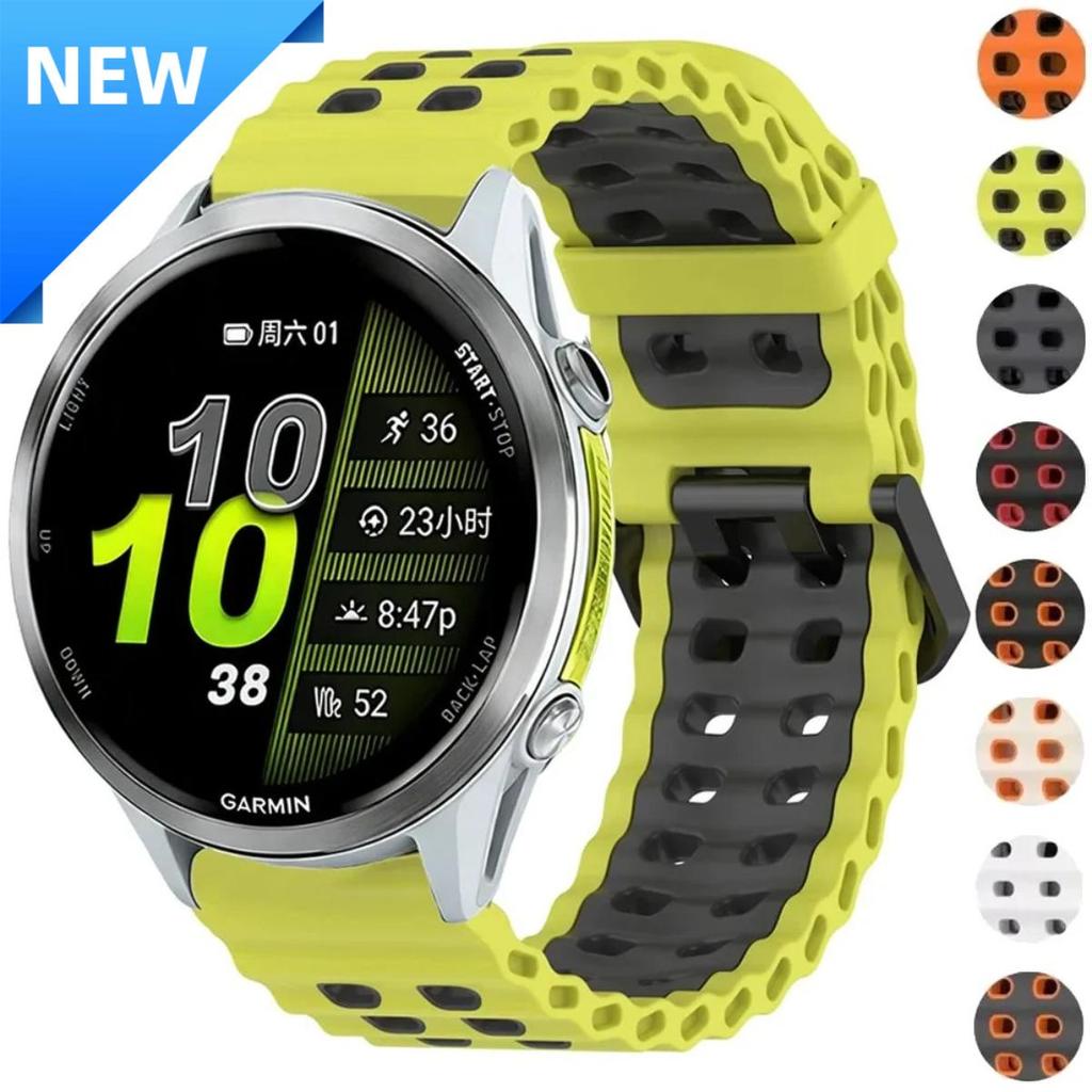 22mm Ocean สายซิลิโคนสําหรับ Garmin Forerunner 970 570 965 265 255 สายรัดข้อมือสร้อยข้อมือ Garmin Venu 4/3/2 Amazfit Active Max เข็มขัด