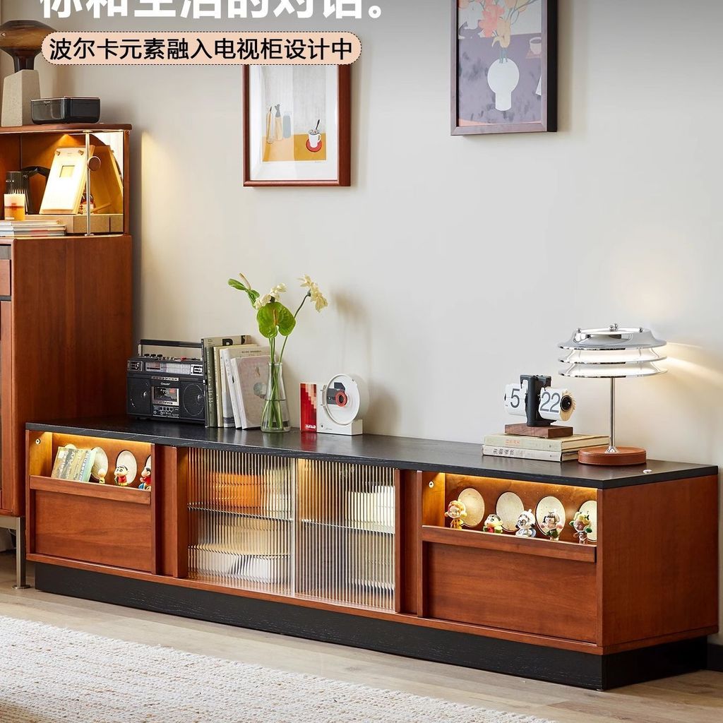 Duty-Free Retro TV ไม้เนื้อแข็งห้องนั่งเล่น TV Slate TV ยุคกลาง Boxwood TV ในครัวเรือน