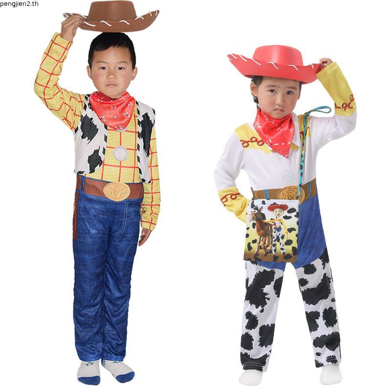 🇹🇭 ชุดฮาโลวีน ชุด halloween เด็ก ชุด toy story Woody Cosplay Costume for Kids Boy Western Cowboy Hat