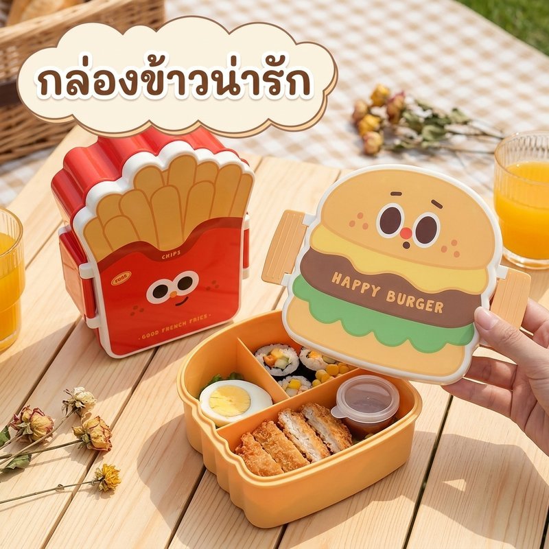 น่ารัก French Fries กล่องอาหารกลางวัน Leakproof คอนเทนเนอร์อาหารขนมขบเคี้ยว Bento กล่องโรงเรียนปิคนิคอาหาร ราคา ถูกที่สุด ดีลบีเคเค แกลเลอรีภาพที่ 2