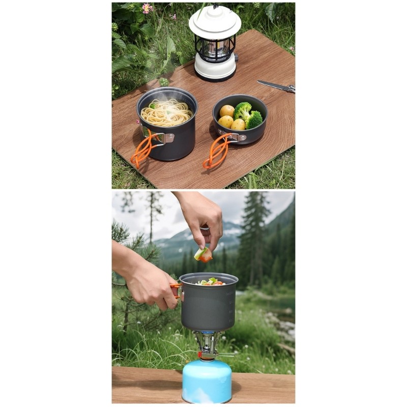 CH Outdoor Cooking Nonstick Tableware แบบพกพา Camping อุปกรณ์ทําอาหาร Backpacking Pots และ Pans ทําอ