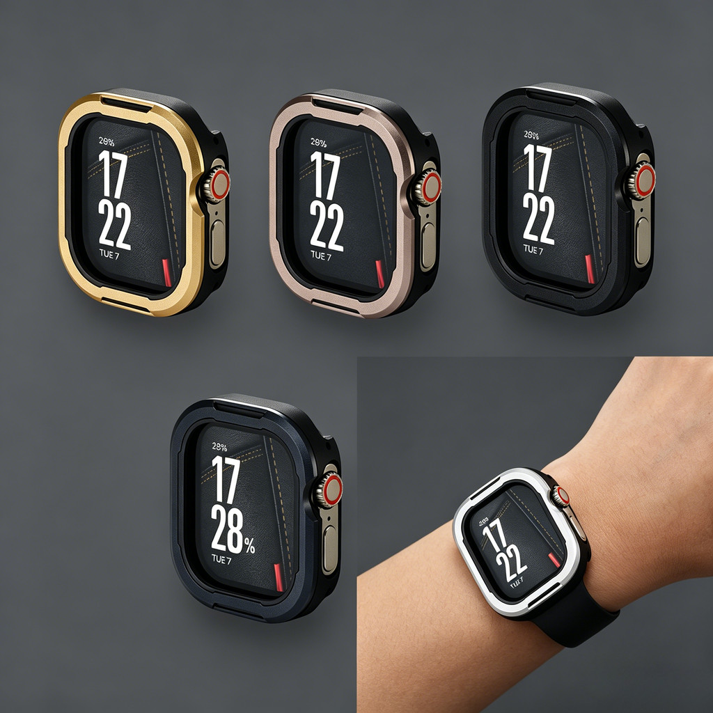 อลูมิเนียม + TPU กรณี Hollow สําหรับ Apple Watch Series 11/10 46 42 มม.Ultra 49 มม.Series 9 8 7 6 SE3 5 4 40/41/44/45 มม.