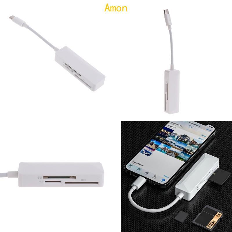 Amon Mini Memory Card Reader 3 in 1 Card Reader USB C Card Reader สําหรับ TFSD XD