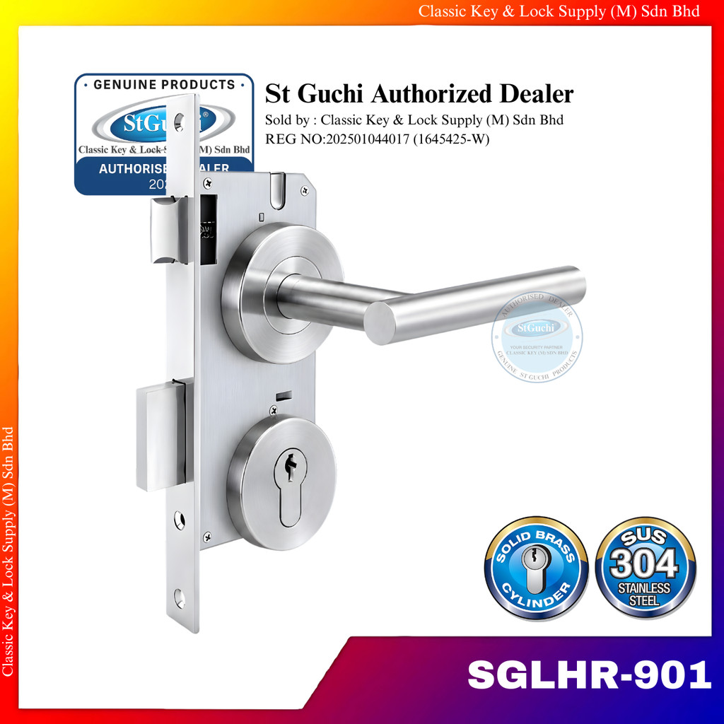 มือจับก้านโยกล็อคประตู St Guchi Mortise SGLH-901 SIRIM ได้รับการอนุมัติ