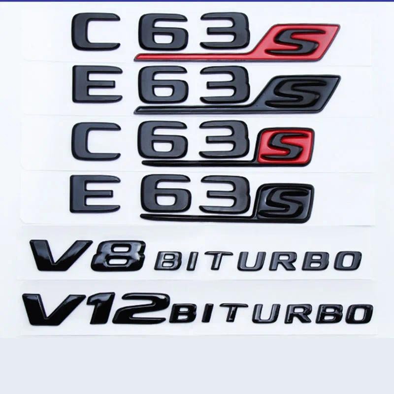 ABS แบน Bright สีดําโลโก้รถ Fender ด้านข้างสัญลักษณ์ Trunk Badge สติกเกอร์ C63 C63S E63 E63S V8 V12 