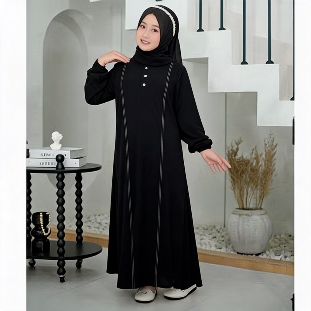 เสื้อผ้ามุสลิมสําหรับเด็กผู้หญิง 3-13 ปี Syri Gamis Khimar Nada Set Hijab Kekian s, m, l, xl