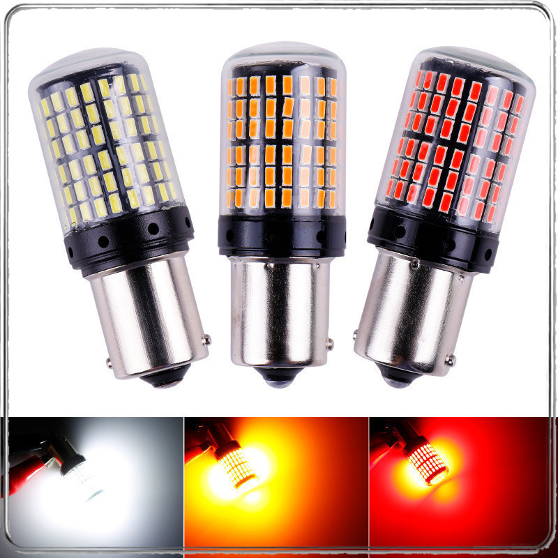 MC087 【ชุดคู่】หลอดLEDไฟเลี้ยวรถยนต์ 144SMD 3014 รหัส T20 7440 BAU15S 1156  ไฟท้าย กันผิดพลาดCANBUS ติดตั้งง่าย รับประกันสินค้า