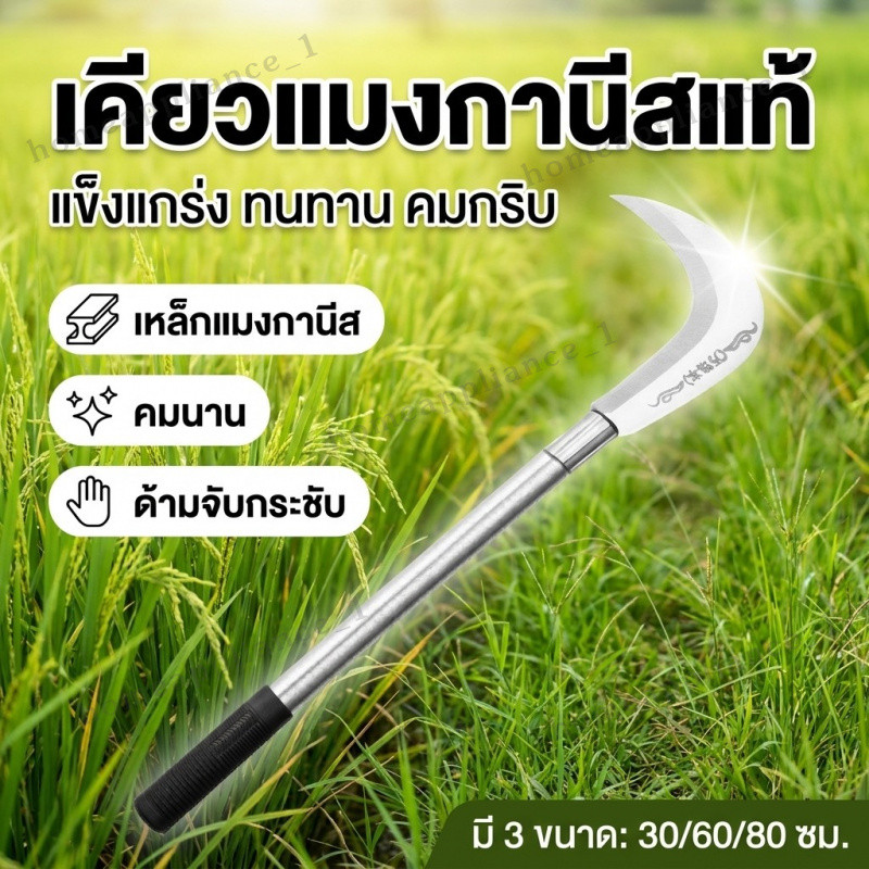 เคียวแมงกานีสแท้ เหล็ก sk5 ใบมีดคมแบบไม่รีล ตัดหญ้าตัดต้นไม้ อเนกประสงค์ 30cm/60cm/80cm เคียวเกีย หญ้า มีดพร้า มีดแมงกาน