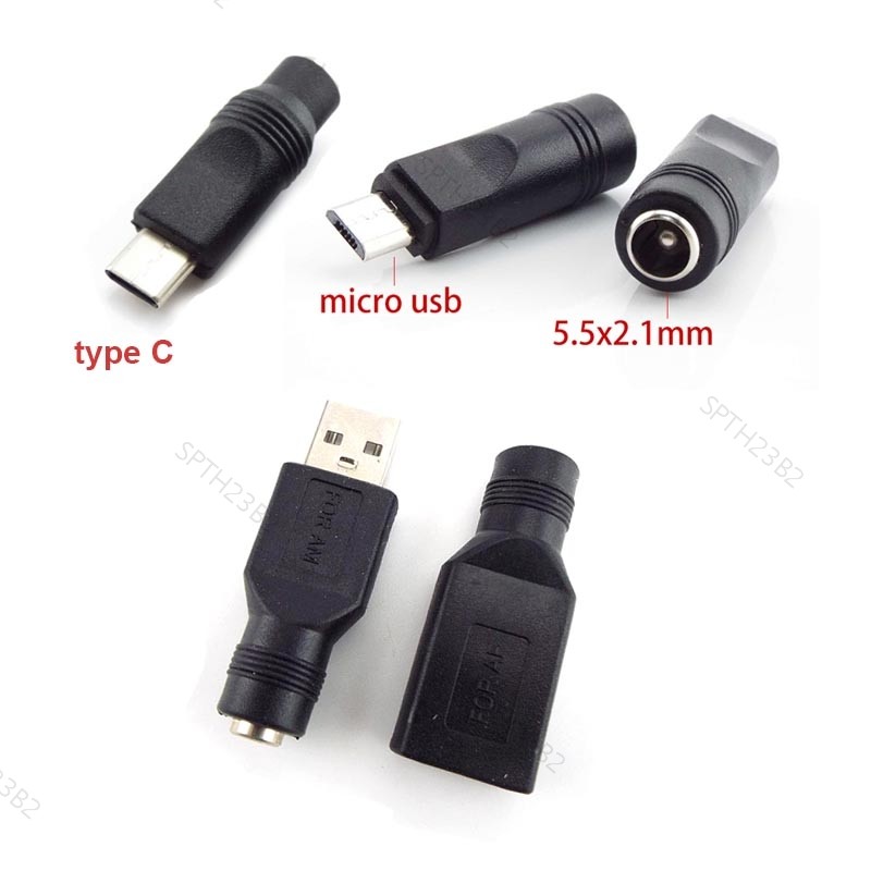 DC หญิงแจ็ค 5.5*2.1 มม.USB 2.0 mirco ประเภท c ประเภท A ปลั๊กชายหญิงแจ็ค 5V Connector converter อะแดปเตอร์สําหรับแล็ปท็อป TH18B1