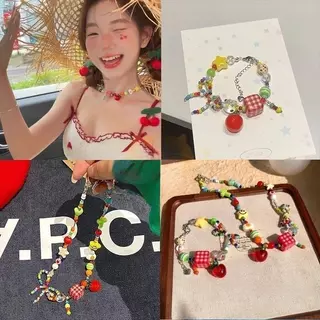 ส่งเร็วจากไทย! Summer Colours โบว์ เชือกลูกปัด เค้นคอสาว สร้อยคอ ภาพถ่ายการเดินทางวันหยุด การออกแบบDopamine เดินทางวันหยุด เครื่องประดับแฟชั่น