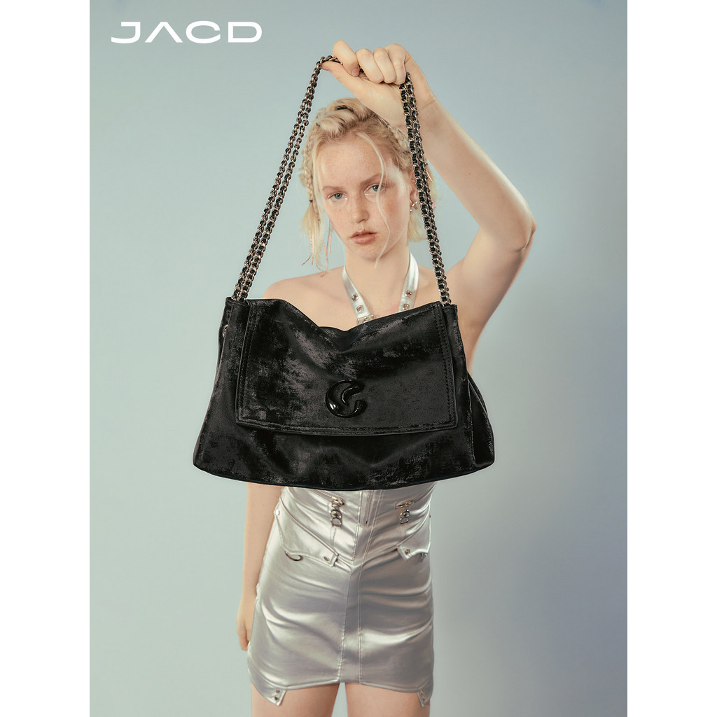 JACD [Zhang Miaoyi สไตล์เดียวกัน] กระเป๋าใต้วงแขนสีดําหญิงความจุขนาดใหญ่กระเป๋าเดินทางกระเป๋า Messen