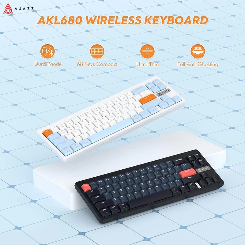 AJAZZAKL680 Bluetooth 5.0 Mechanical Gaming Keyboard 68-Key RGB2.4G คีย์บอร์ดไร้สาย เหมาะสําหรับคอมพ