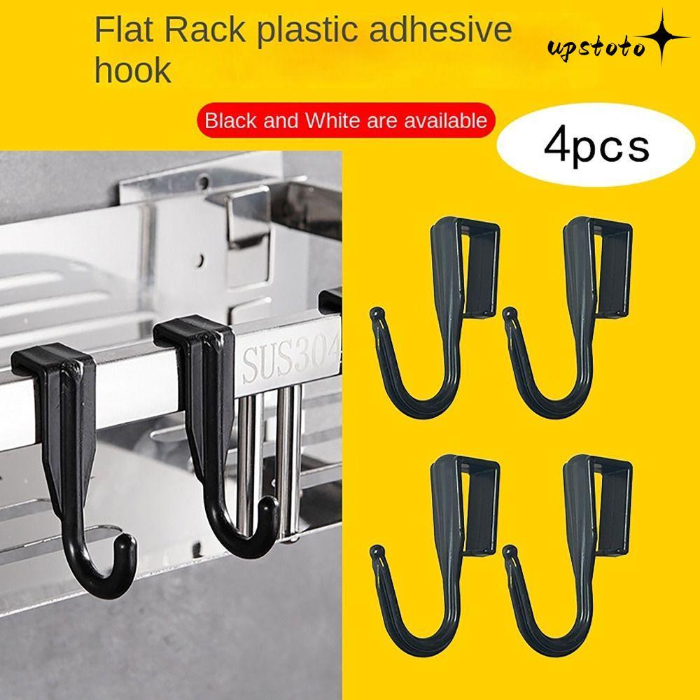 UPSTOTO ตะขอแขวนเสื้อ 4 ชิ้น, อุปกรณ์จัดเก็บในบ้าน Multi-functional Square Tube Claspsps Hooks, ทนทาน Clip-on ที่เก็บพลาสติก Home Kitchen
