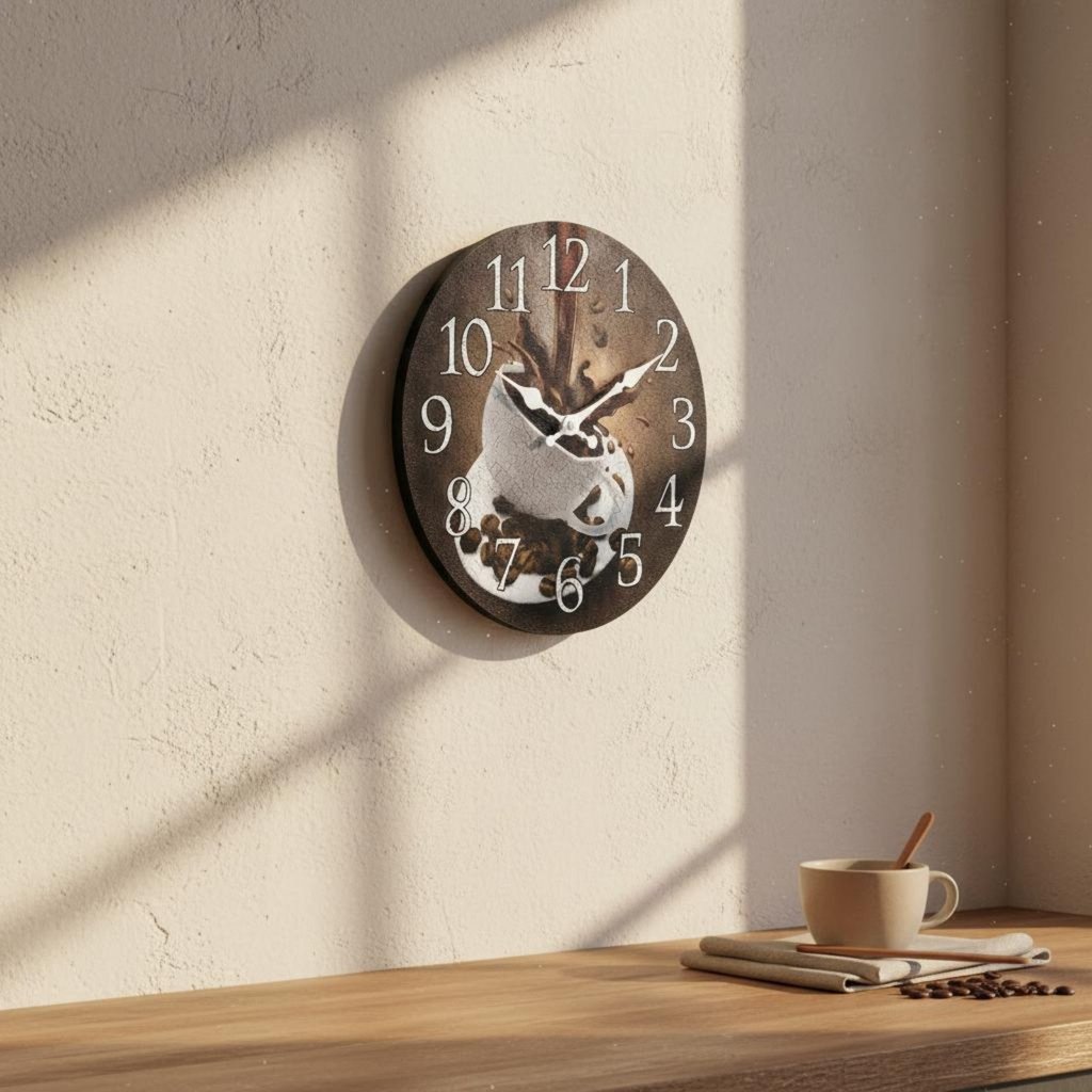 2D แบนกาแฟ Time Decor Board Rustic ถ้วยกาแฟป้ายผนัง Long-Lasting พิมพ์สําหรับ Cafe