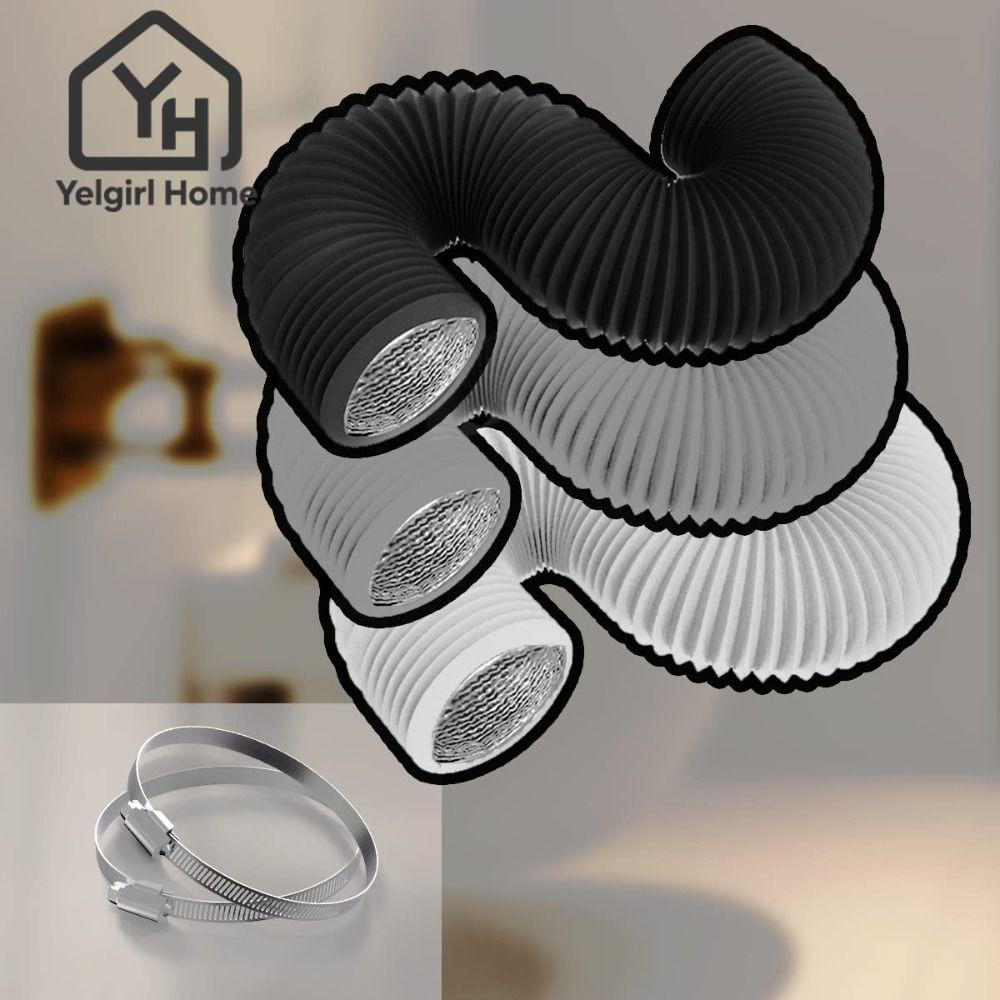 YELGIRLB Air Ducting, 4 นิ้ว 2 สแตนเลสสตีล Clamp Dryer Vent ท่อ, Professional Heavy-Duty สีเทา 6 ชั้นป้องกันท่อไอเสียห้องครัว