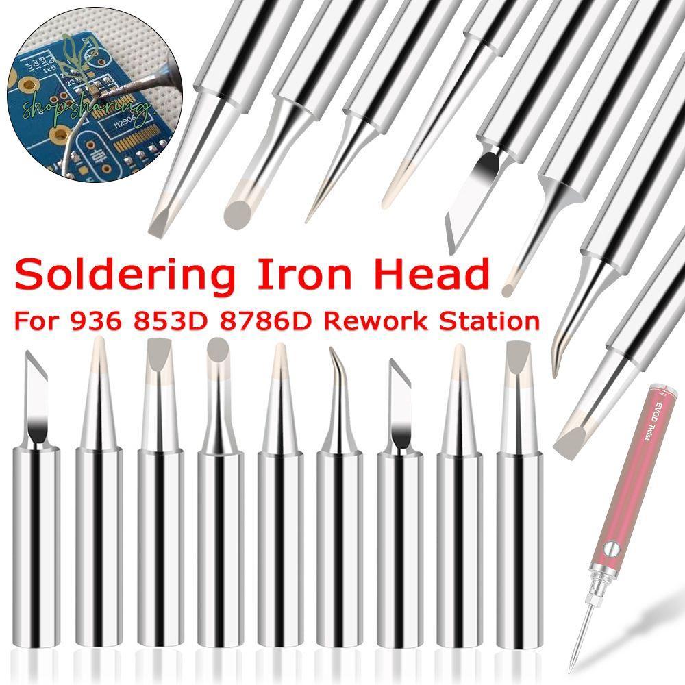 SHOPSHARING 10pcs หัวแร้งเคล็ดลับ 60W อุปกรณ์เชื่อมความร้อนภายในสําหรับ 936 853D 8786D Rework Statio