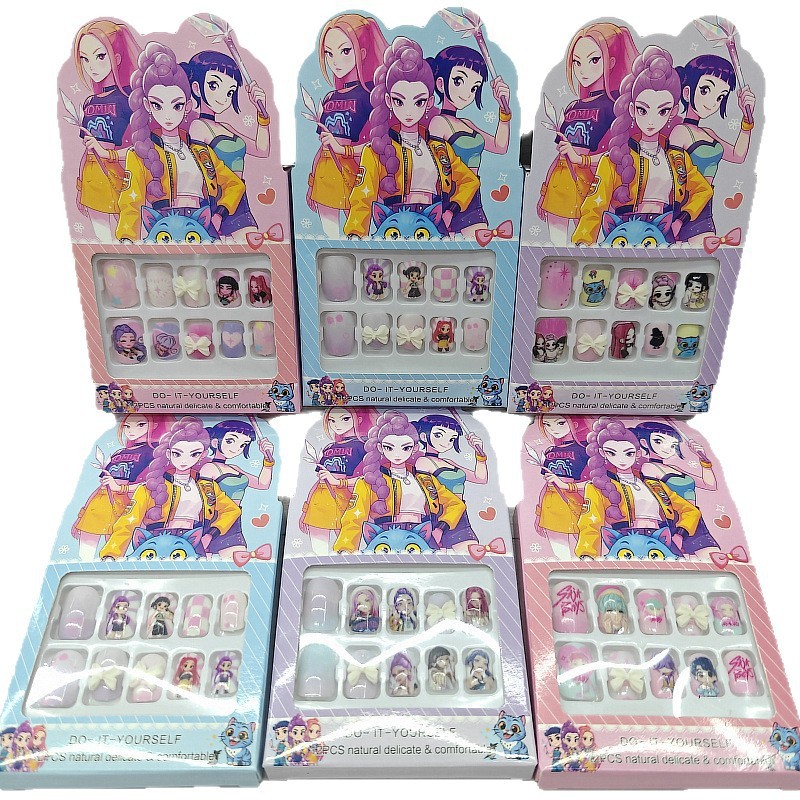 ร้อน เด็กเล็บสติกเกอร์ของเล่นสาวกลุ่มบูติกการ์ตูน ทําเอง เต็มปกสวมใส่เล็บ ศิลปะ แพทช์เด็กของขวัญวันเกิดของเล่น