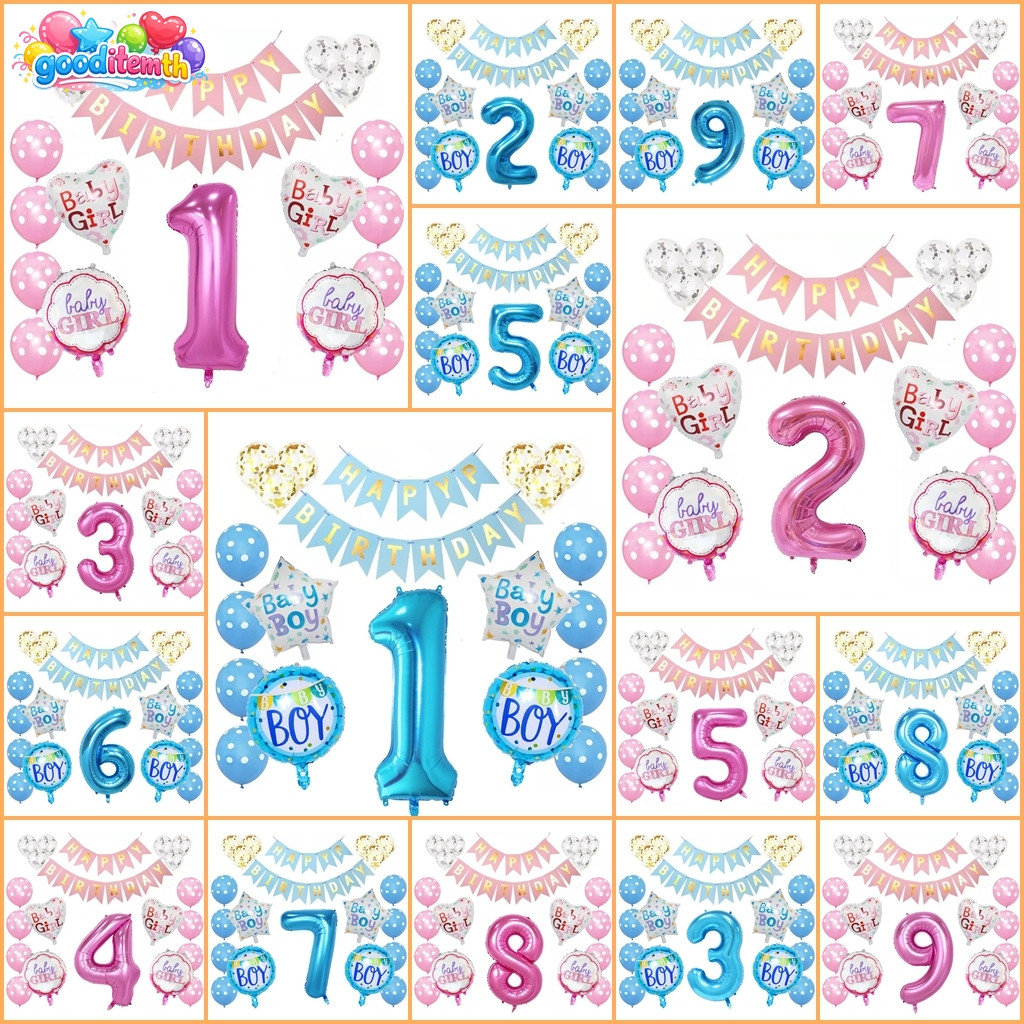 มาครบเซตลูกโป่งวันเกิด Happy Birthday พร้อมตัวเลข 32 นิ้ว B025