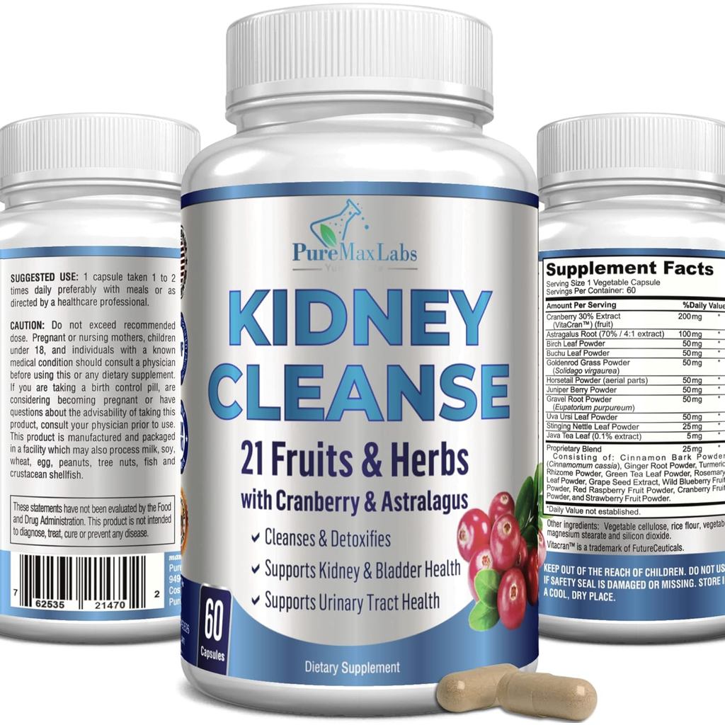 YUMMYVITE Herbal Kidney Cleanse with Cranberry Extract, Asalagus - 21 s & Herbs - Detox & Cleanse Ur
