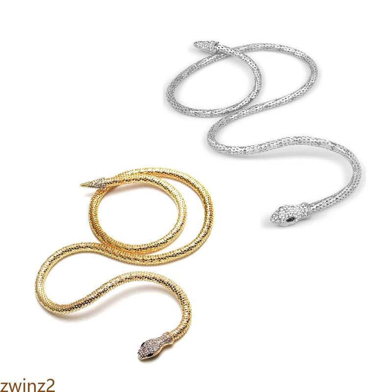Zwinz2 ยืดหยุ่น Bendable งูสร้อยคอตาสีดํากําไลข้อมือ Twistable งูเครื่องประดับงู Choker สร้อยคอทอง S