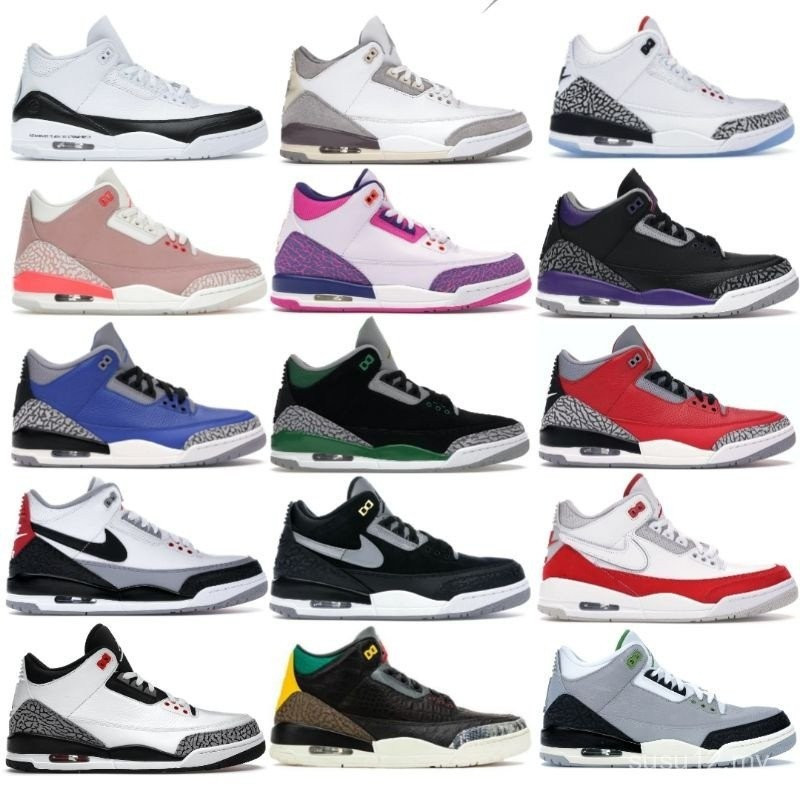 Air Jordan 3 Retro Premium รองเท้าผ้าใบ unisex คุณภาพสูง