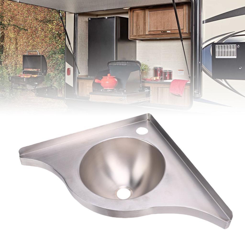 Ssrrou RV มุมอ่างล้างจานสแตนเลส 405 x 130 มม. Undermount Bar 40 มม.Outlet สําหรับ Motorhome เรือเรือ