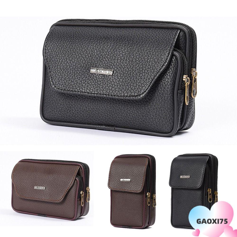 Gaoxi75 Bum Belt Pack, กระเป๋าคาดเอวผู้ชาย Travel Sport, กระเป๋าใส่โทรศัพท์หนัง PU ใส่สบายกันน้ํา