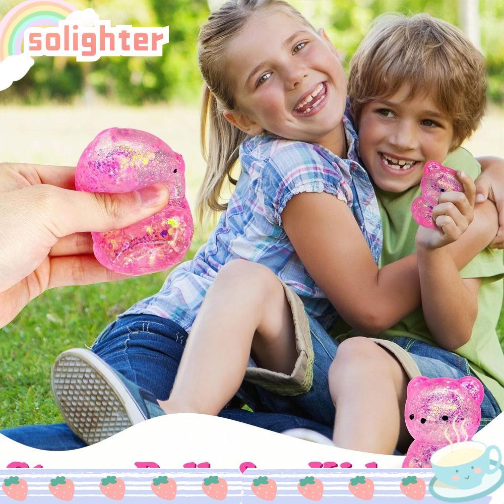 SOLIGHTER Sugar Stress Ball Sensory ของเล่น, Soft Gummy Bear Bear Squishy Fidget ของเล่น, Hot Funny 