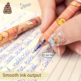 6 ชิ้นน่ารัก Capybara Erasable ปากกาเจล 0.5 มม.หมึกสีฟ้าแบบพับเก็บได้สําหรับโรงเรียนและสํานักงาน Smooth Writing & Quick-Drying