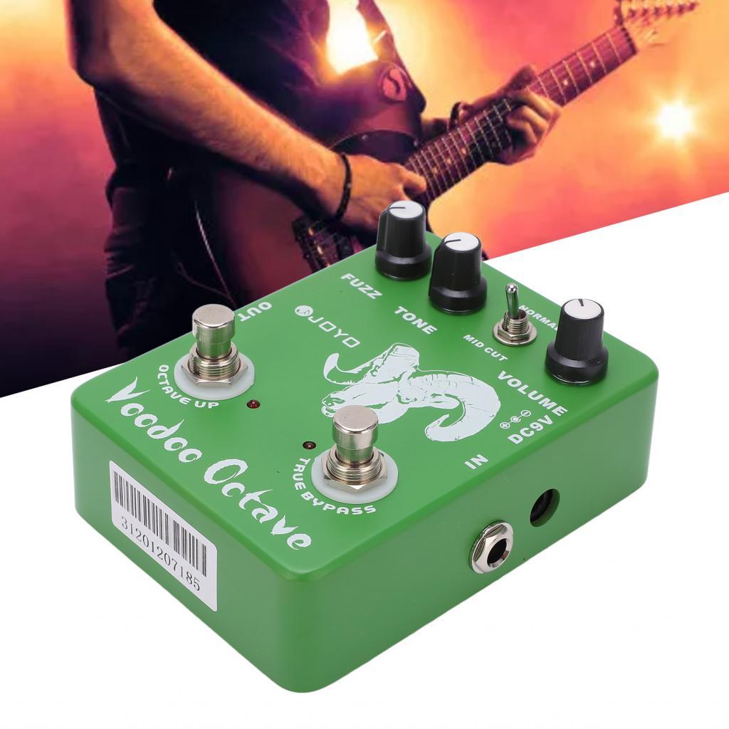 กีต้าร์เอฟเฟ็กต์เหยียบ Voodoo Octave Green Effects Pedals Fuzz พร้อมไฟ LED สำหรับการเล่น