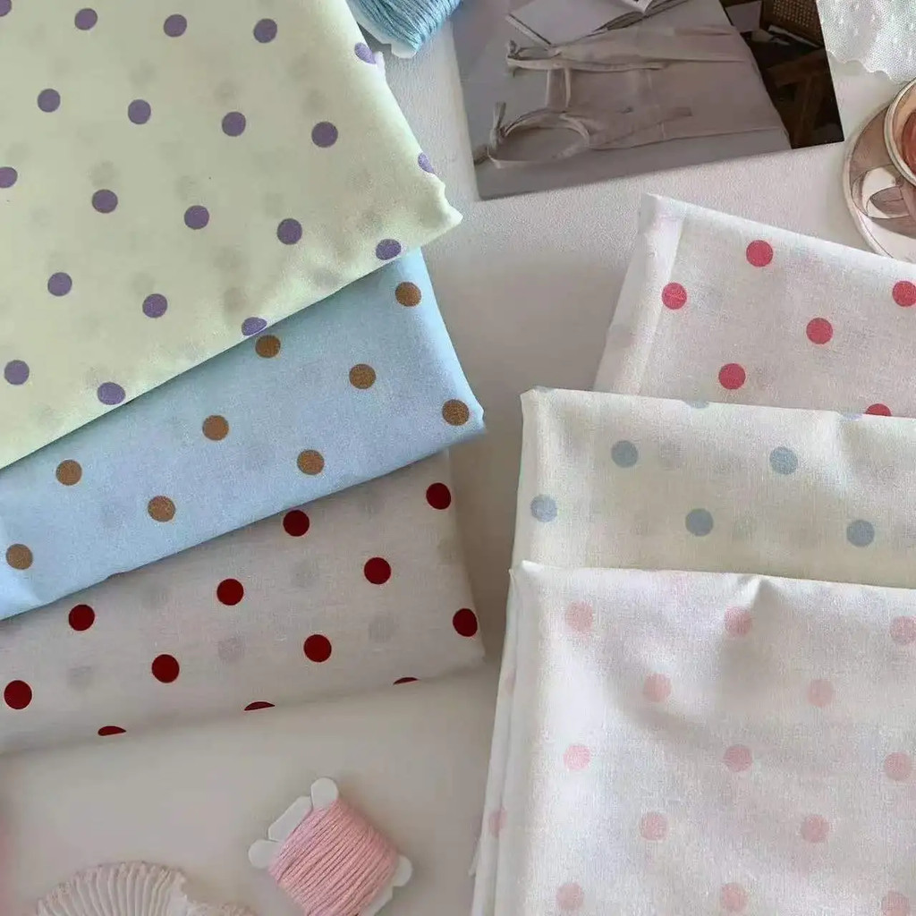 ผ้าฝ้ายพิมพ์ผ้า All-Match ins เกาหลีคลาสสิก Polka Dot Homewear อุปกรณ์เสริมผมเสื้อผ้าเด็กกระเป๋า diy ผ้า